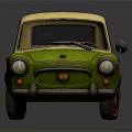 Vintage Green Mini Car with Yellow Roof and Classic Retro Design 3d model