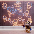 Creative Wall Decorative Lights with Astronaut Rocket Planet Game Controller Patterns 3d model