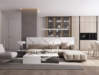 Modern Guest Dining Room Living Room Dining Room 3d model
