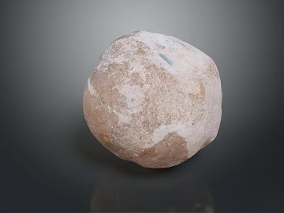 Rough Surface Stone Sphere In Brown And White Color On Dark Background With Reflection 3d model