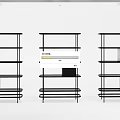 Modern Black Metal Shelving Units With Multi Layer Design And Grid Panels 3d model