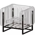 Stylish Transparent Acrylic Armchair With Black Metal Frame And Modern Design