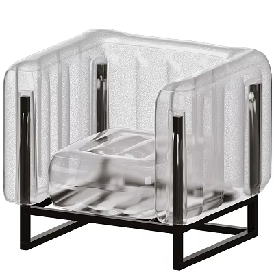 Stylish Transparent Acrylic Armchair With Black Metal Frame And Modern Design 3d model