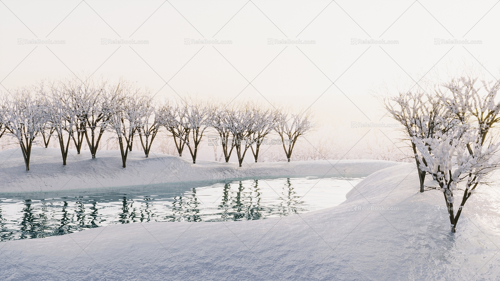 Winter Snow Terrain Forest 3d model