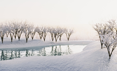 Winter Snow Terrain Forest 3d model