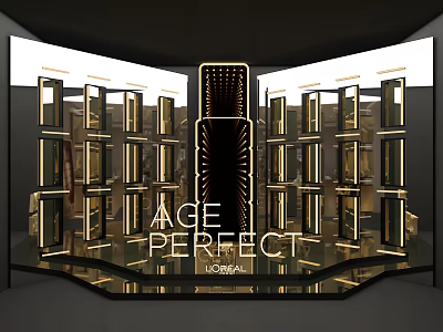 L'Oreal Age Perfect Product Display In Luxury Retail With Illuminated Glass Shelves 3d model