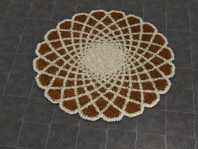 Round Woven Patterned Rug With Spiral Design Brown Cream Colors for Living Room Floor Decor 3d model