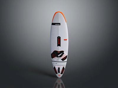 White Surfboard Recreation Equipment With Orange Edge And Non slip Water Sports Design 3d model
