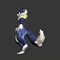 Blue And White Wolf Character With Blue Patterns Standing Pose Yellow Eyes White Tail 3d model