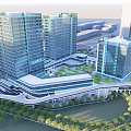 Modern Office Complex With Glass Curtain Walls Green Roof And Landscaped Surroundings