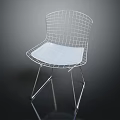 Modern White Metal Wire Frame Leisure Chair With White Cushion And Minimalist Design