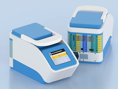 Blue And White Medical Devices With Two Units Digital Display Control Panel 3d model