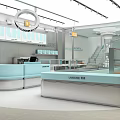 Modern Dessert Shop Interior With Glass Display Cases Cozy Seating And Bright Lighting