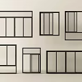 Black Window Frames In Various Styles With Sleek Design For Home Interiors 3d model