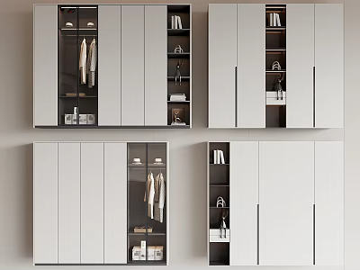 Modern Minimalist Wardrobe Design With Glass Doors Shelves And Hanging Storage Areas 3d model