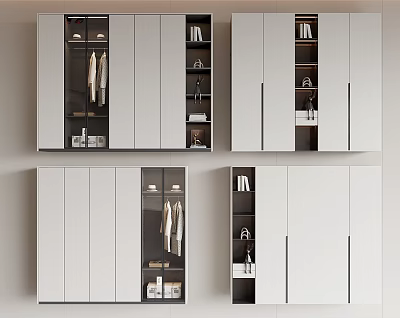 Modern Minimalist Wardrobe Design With Glass Doors Shelves And Hanging Storage Areas 3d model