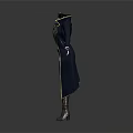 Game Movie Character Wearing Navy Blue Coat With Gold Accents Black Pants And Long Boots
