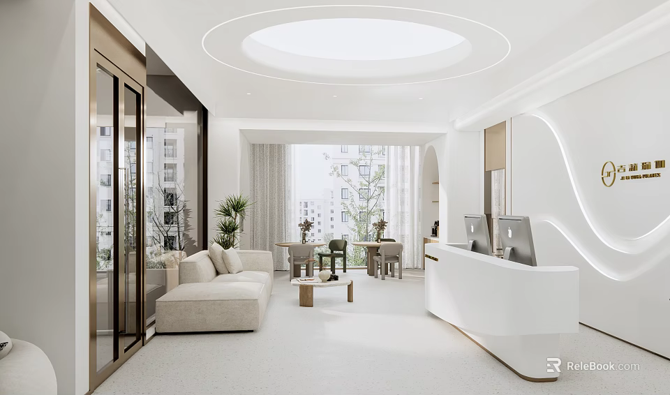 Modern Fitness Gym Interior With Treadmill Equipment And Training Area Mirrors 3d model 