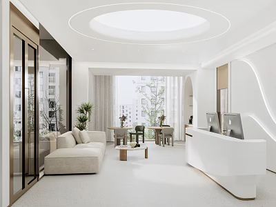 Modern Fitness Gym Interior With Treadmill Equipment And Training Area Mirrors 3d model