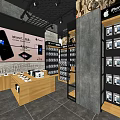 Digital Store Interior With Mobile Phones Accessories Display Shelves And Layout