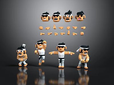 Cartoon Character Scene Components With Various Poses Facial Expressions And Body Parts 3d model