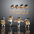 Cartoon Character Scene Components With Various Poses Facial Expressions And Body Parts
