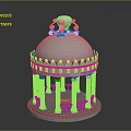 Detailed Architectural Dome Structure Model With Decorative Top And Columns
