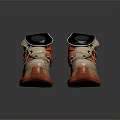 White And Orange High Top Shoes With Chunky Sole Velcro Straps And Layered Design Details