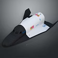 White and Black Space Shuttle Model Featuring Streamlined Design Colorful Logos and Aerodynamic Wings 3d model