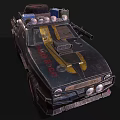 Weathered Modified Car With Yellow Black Accents And Roof Lights