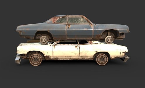 modern scrap car scrap car 3d model