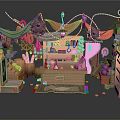 Modern Cartoon Scene Department Store Grocery Shop Daily Store Grocery Store 3d model