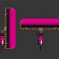 Pink Mechanical Equipment With Yellow Black Warning Stripes And Support Components