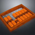 Wooden Abacus With Wooden Frame Metal Rods And Orange Brown Beads
