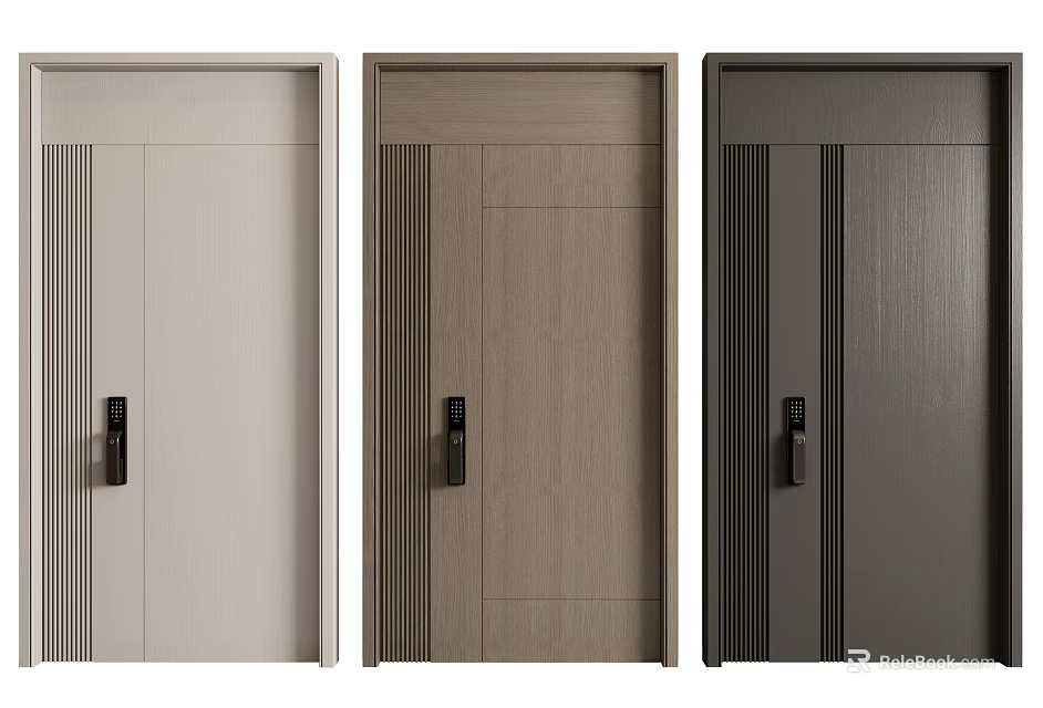 Modern Security Doors With Vertical Stripes And Various Colors In Sleek Design 3d model