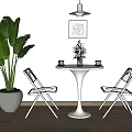 Modern Small Round Table Transparent Folding Chair Simple Household Dining Table Glass Chair Reception Table Negotiation Table and Chair Leisure Area Round Table and Chair Cream Style Leisure Area 3d model
