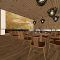 Modern Store Front Desk Interior Design With Wooden Decor And Pendant Lights