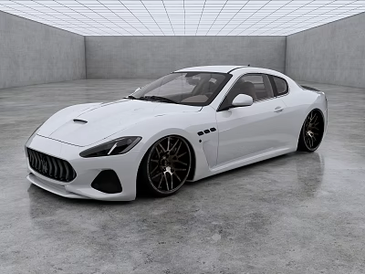 White Maserati Coupe With Sleek Exterior Design And Black Alloy Wheels In Modern Indoor Space 3d model