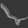 Detailed 3D Topographic Terrain Model With Mountain Range And Valley Structure