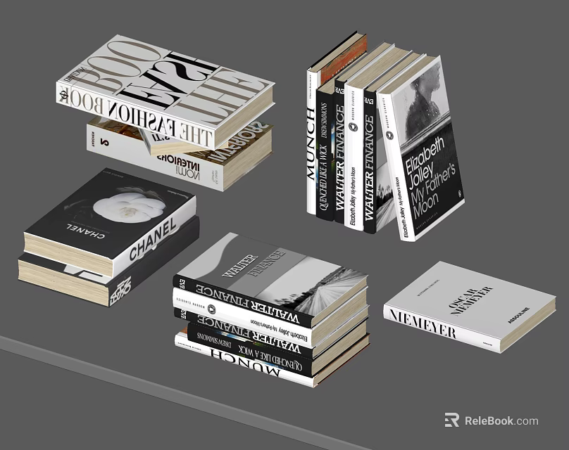 Modern Stacked Books Magazines With Diverse Covers Various Titles And Designs 3d model 
