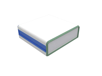 Electronic Equipment Enclosure With White Main Body Blue Green Accent Edges 3d model