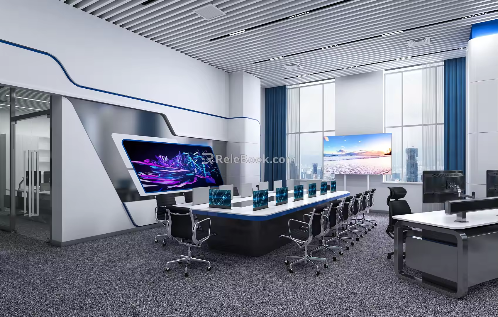 Modern Monitoring Room Public Security Bureau Command Center 3d model