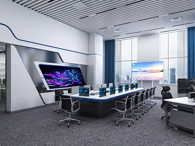 Modern Monitoring Room Public Security Bureau Command Center 3d model