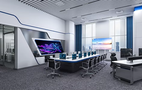 Modern Monitoring Room Public Security Bureau Command Center 3d model