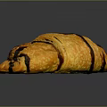 Freshly Baked Golden Brown Croissant With Chocolate Stripes And Flaky Texture