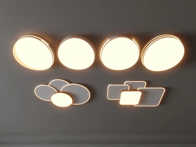 Stylish Modern Ceiling Lights With Various Shapes And Warm Glow 3d model