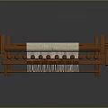 Traditional Wooden Loom With White Warp Threads And Colorful Patterned Fabric