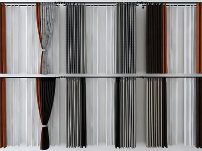 Curtains In Various Colors With Striped Patterns For Modern Home Decor 3d model