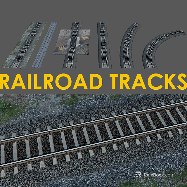 Railroad Tracks As Road Infrastructure Featuring Straight Curved Rails And Wooden Ties 3d model 