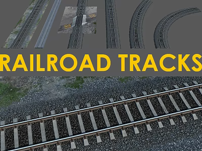 Railroad Tracks As Road Infrastructure Featuring Straight Curved Rails And Wooden Ties 3d model